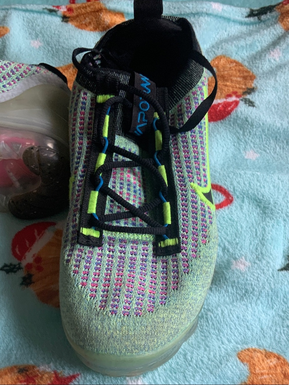 Kids Neon Green & Pink Knit Sneakers with Air-Cushion Sole